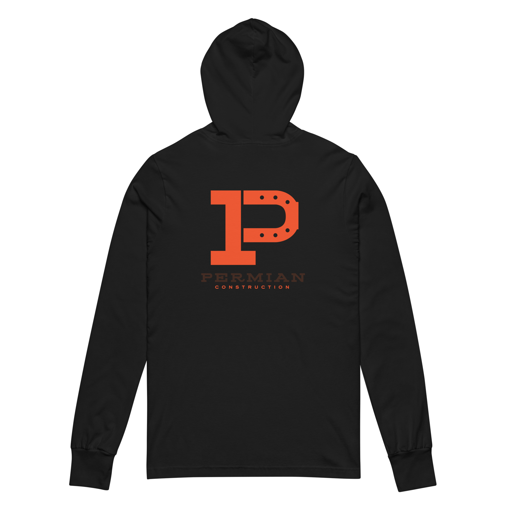 Permian Construction T3 - DTG Logo - 2 Sided - Hooded Long - Sleeve Tee - Mulli USA Custom
